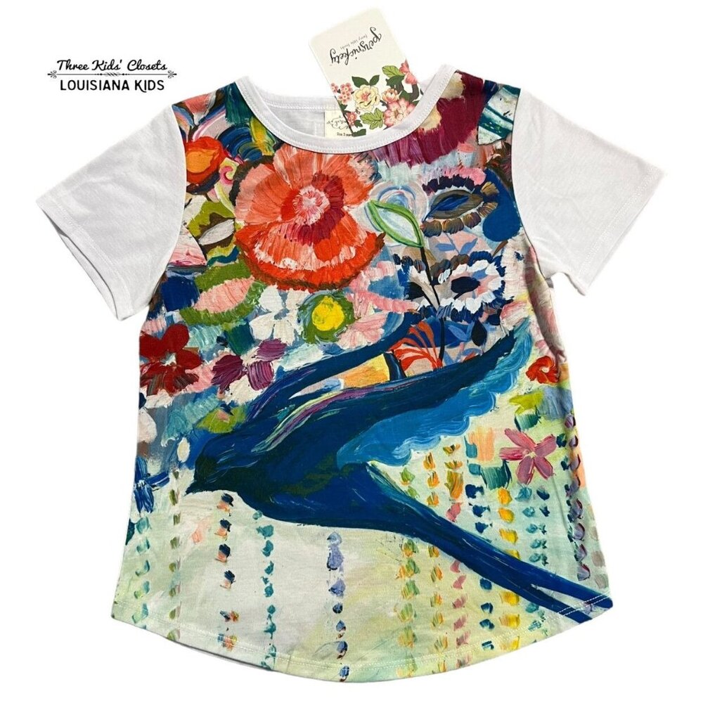 NEW Persnickety 3Y Graphic Art Bluebird Top